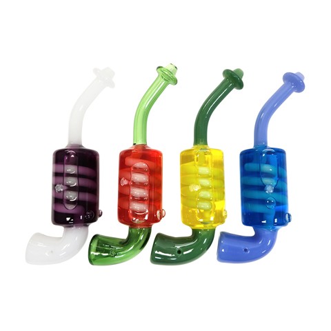 7.25'' Colored GLASS PIPE with Coil Glycerin