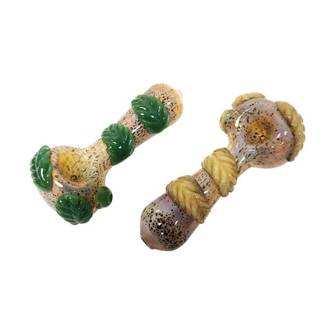 4.75'' Colored Glass Hand Pipe with Leaf Design