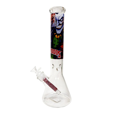 14'' Heavy Duty Joker Design Clear Glass WATER PIPE