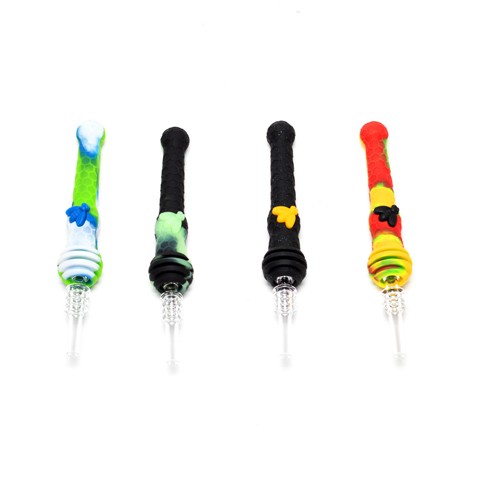 4.5'' Silicone Bee Honey Dipper with 14mm Quartz Straw