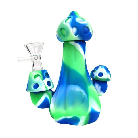 5'' Mushroom Style Silicone Water Pipe with Glass Bowl