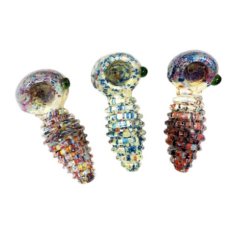 4.5'' Colored Twisted RING Style Glass Spoon Pipe