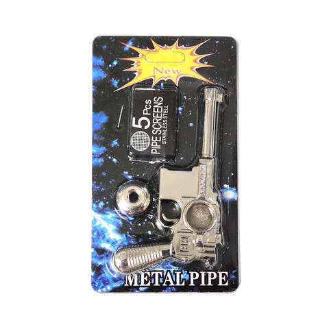 High Quality Gun Style Metal PIPE with Pack of Silver Screens