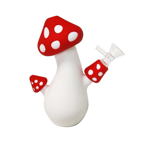 7'' Mushroom Style Silicone Water Pipe with Glass Bowl