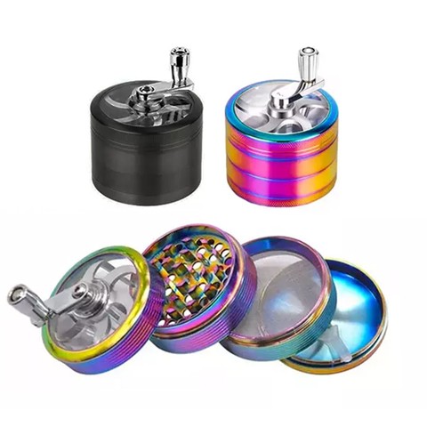 50mm 4-Part Hand Crank Metal Tobacco Grinder