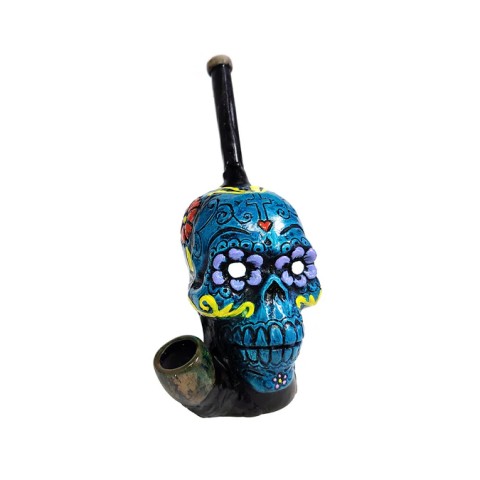 6'' Hand Crafted Turquoise SKULL Style Resin Smoking Pipe