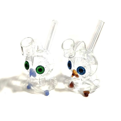 4.75'' Clear Owl GLASS Water PIPE with Nozzle