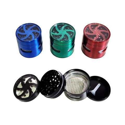 52mm 4-Part Colored Lightning Metal TOBACCO Grinder with Window