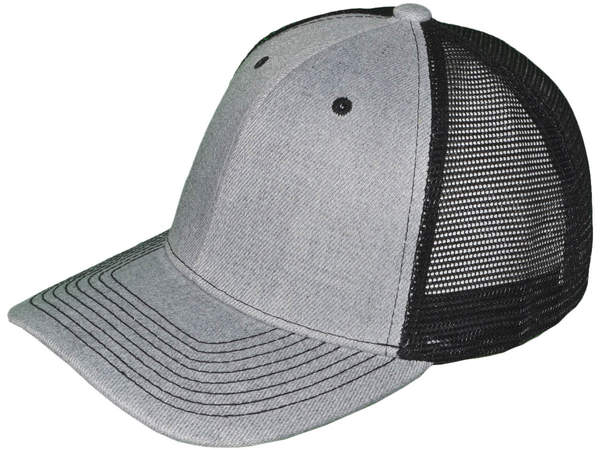 Polyester Snapback Trucker HAT - Heather Gray/Black