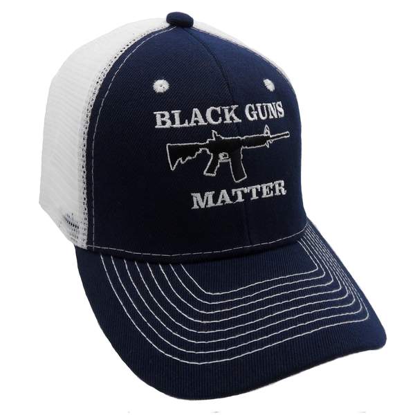 Black Guns Matter Trucker HAT - Navy Blue/White
