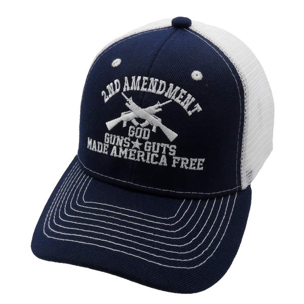 God Guns Guts Trucker HAT - Navy Blue/White
