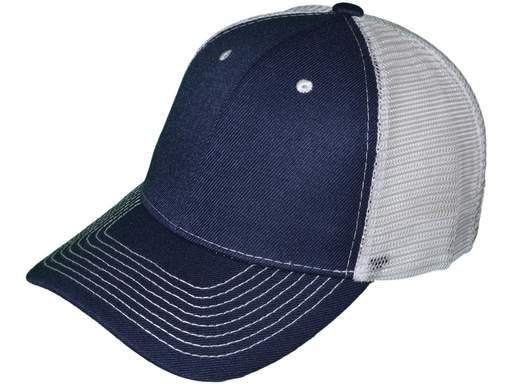 Polyester Snapback Trucker HAT - Navy Blue/White