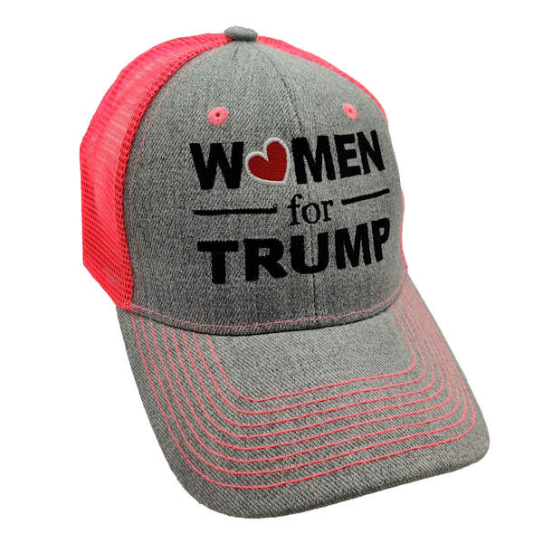 Women for Trump Trucker HAT - Heather Gray/Neon Pink