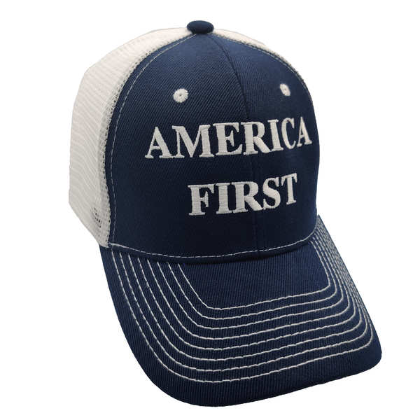 America First Trucker HAT - Navy Blue/White