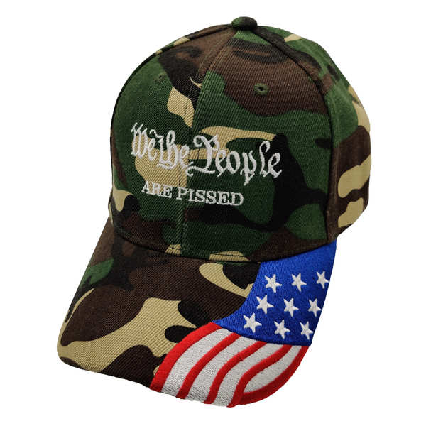We The People Are Pissed w/ FLAG Bill Cap - Green Camo (6 PCS)