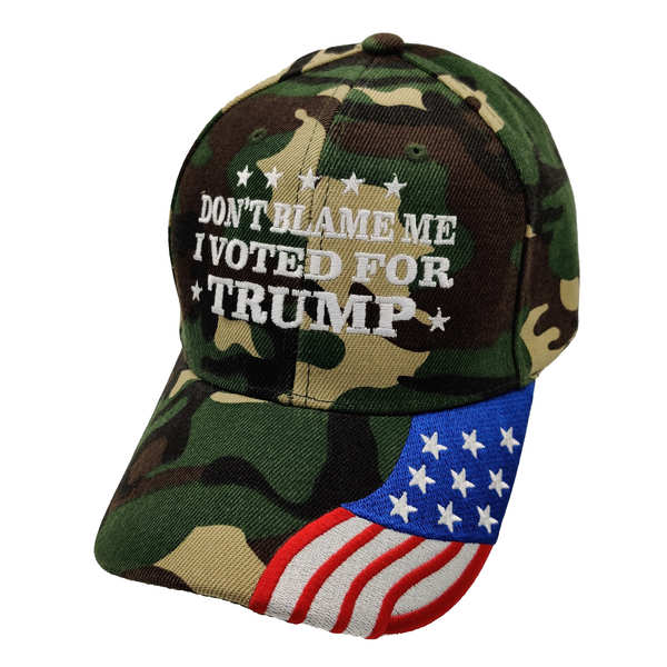 Don't Blame Me I Voted For Trump w/ FLAG Bill Cap - Green Camo (6