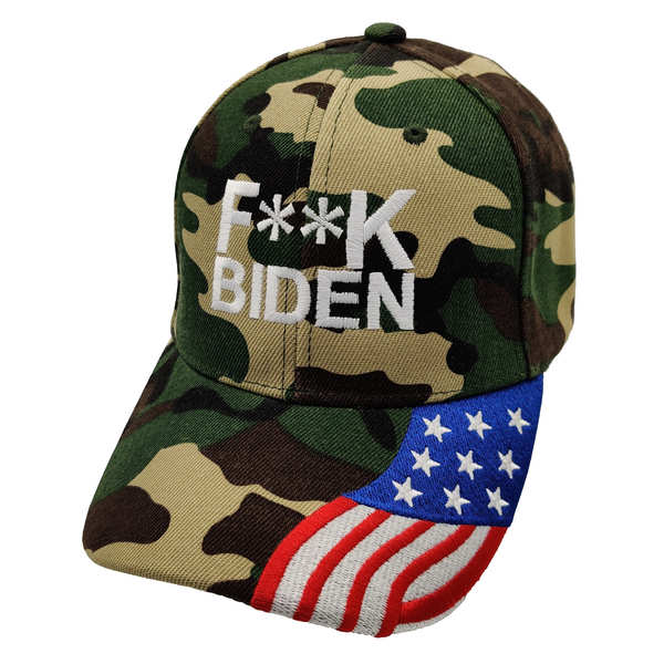 Fuck Biden w/ FLAG Bill Cap - Green Camo (6 PCS)