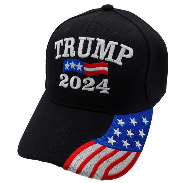 Trump 2024 w/ FLAG Bill Cap - Black (6 PCS)