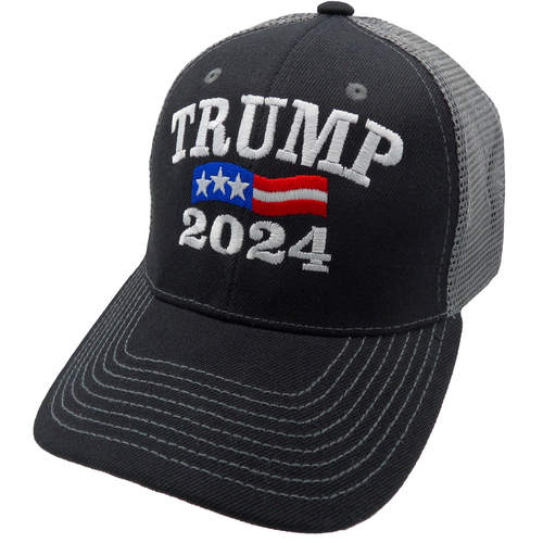Trump 2024 Trucker HAT - Black/Dark Gray