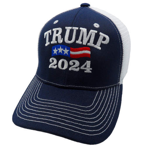 Trump 2024 Trucker HAT - Navy Blue/White