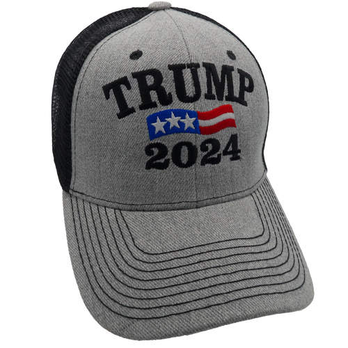 Trump 2024 Trucker HAT - Heather Gray/Black