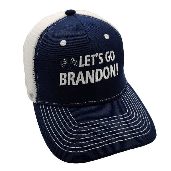 Let's Go Brandon RFLAG Trucker HAT - Navy Blue/White
