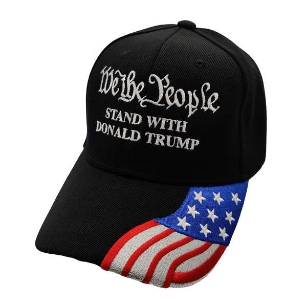 We The People Stand With Trump w/ FLAG Bill Cap - Black