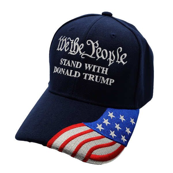 We The People Stand With Trump w/ FLAG Bill Cap - Navy Blue