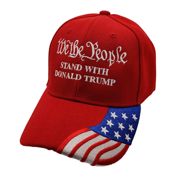We The People Stand With Trump w/ FLAG Bill Cap - Red