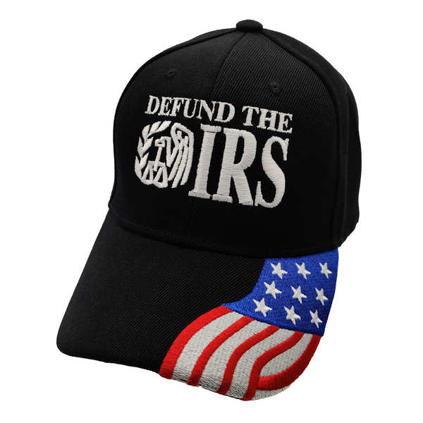 Defund The IRS w/ FLAG Bill Cap - Black