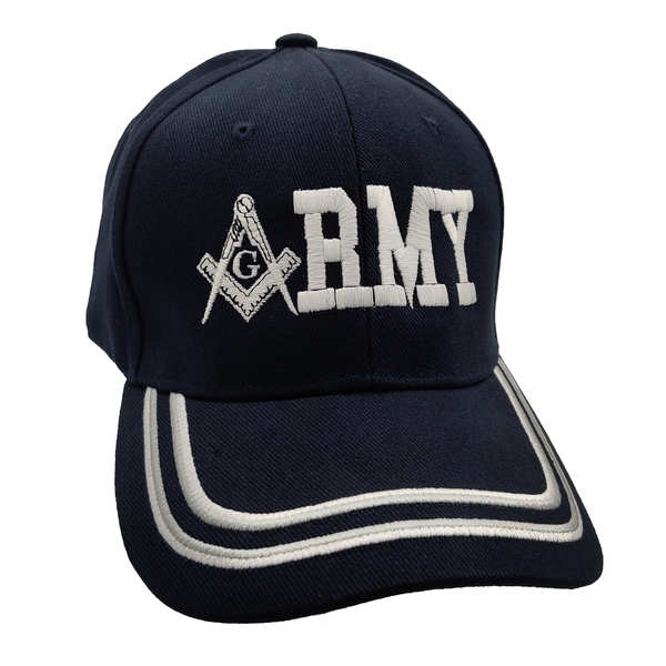ARMY Mason w/ WG Stripes CAP - Navy Blue (White Logo)