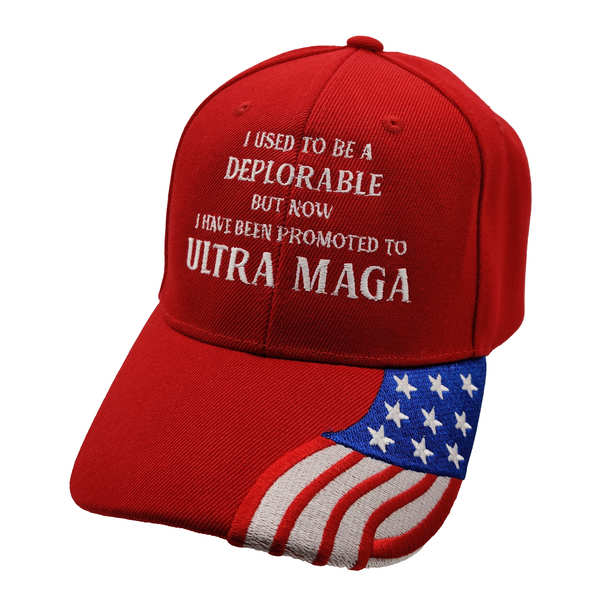 Promoted To Ultra MAGA w/ FLAG Bill Cap - Red
