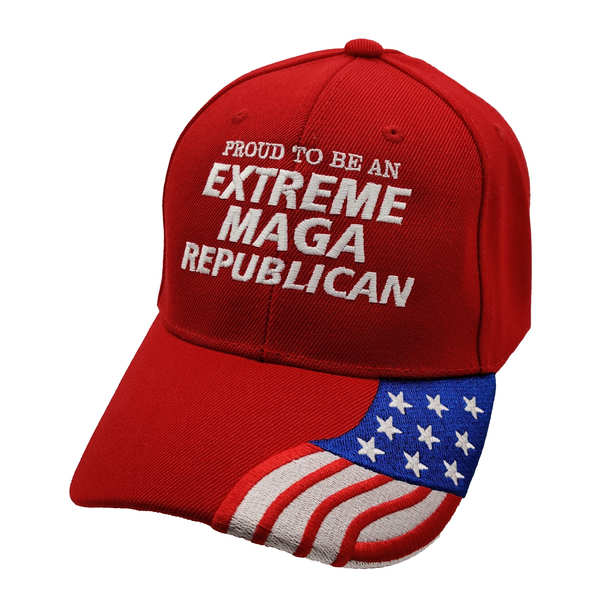 Proud Extreme MAGA Republican w/ FLAG Bill Cap - Red