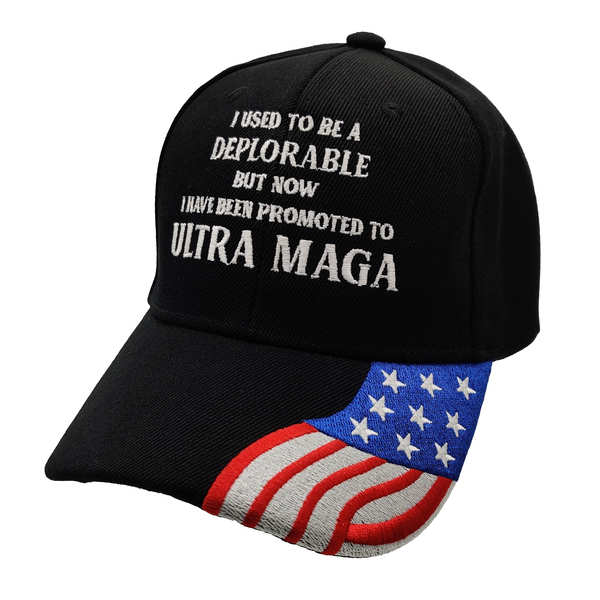 Promoted To Ultra MAGA w/ FLAG Bill Cap - Black