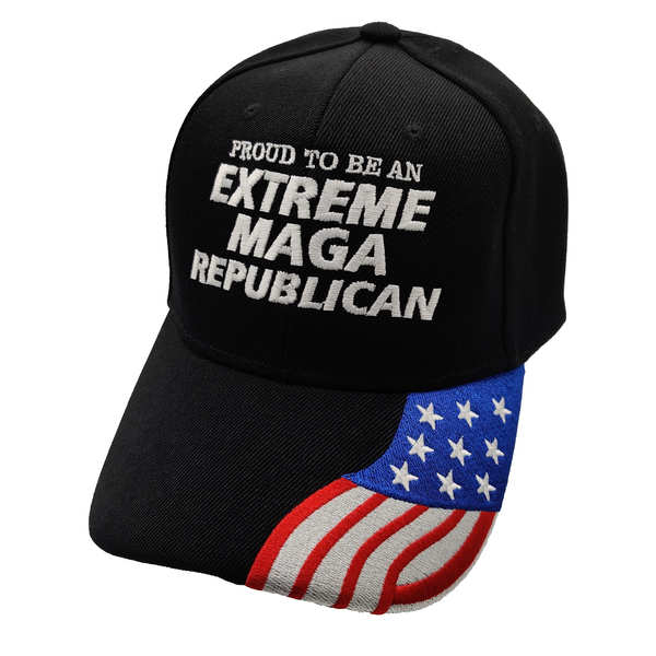 Proud Extreme MAGA Republican w/ FLAG Bill Cap - Black