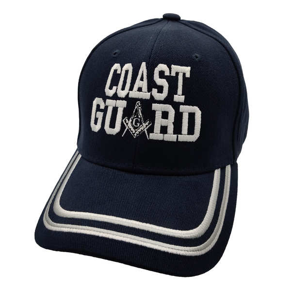 Coast Guard Mason w/ WG Stripes Cap - Navy Blue (White Logo)