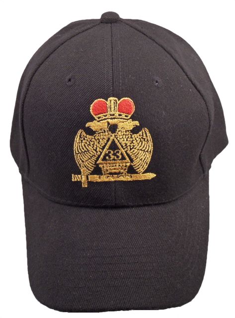 33rd Degree Mason Wings Down Cap - Black (6 PCS)