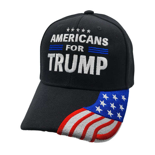 Americans For Trump w/ FLAG Bill Cap - Black