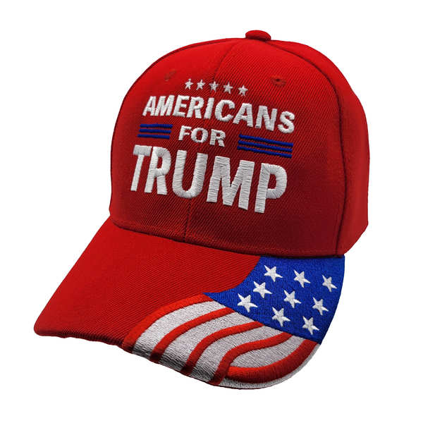 Americans For Trump w/ Flag Bill Cap - RED