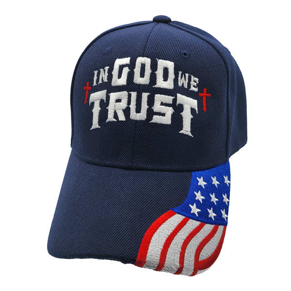 In God We Trust w/ FLAG Bill Cap - Navy Blue