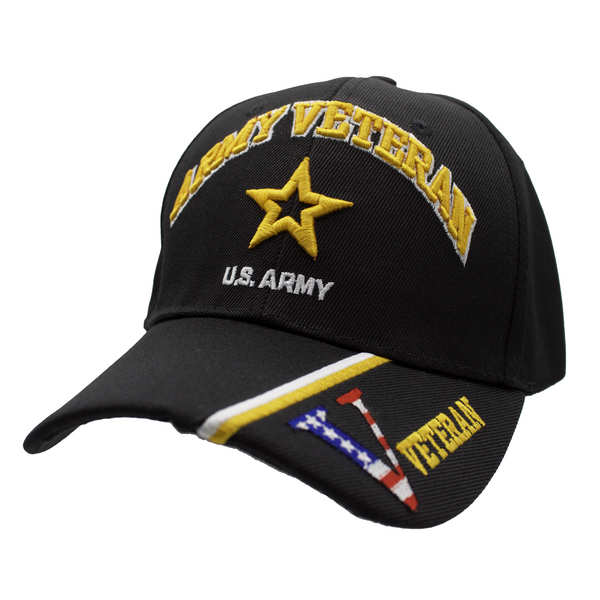 NEW ARMY Veteran Logo w/ V CAP - Black