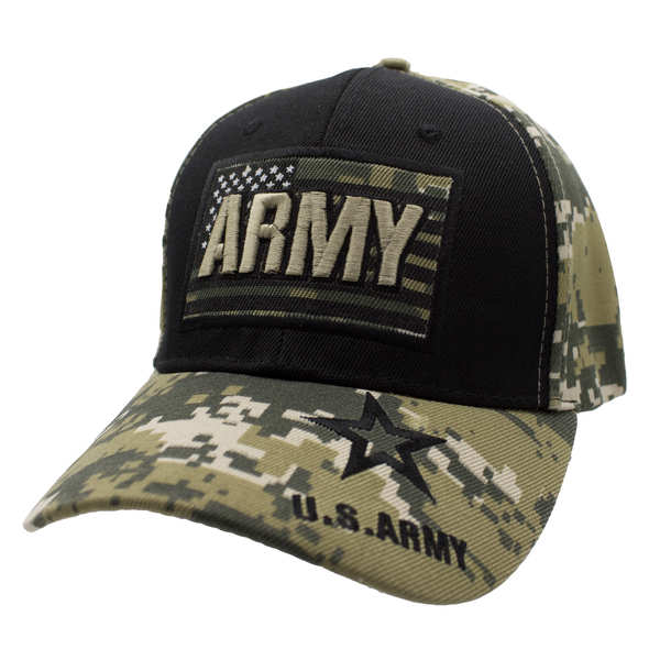 NEW Army Atop Flag w/ Logo Cap - Black/Digital Camo