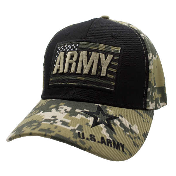 NEW ARMY Atop Flag w/ Logo CAP - Black/Digital Camo