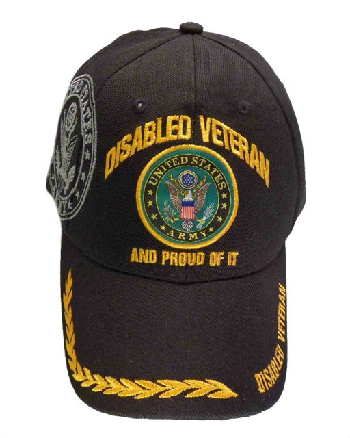 Army Disabled Veteran Proud of It Emblem Shadow w/ Wreath Cap