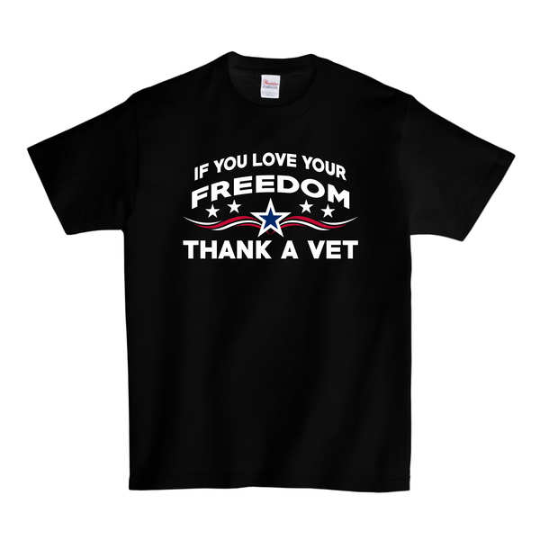 If You Love Your Freedom Thank a Vet STAR T SHIRT - Black