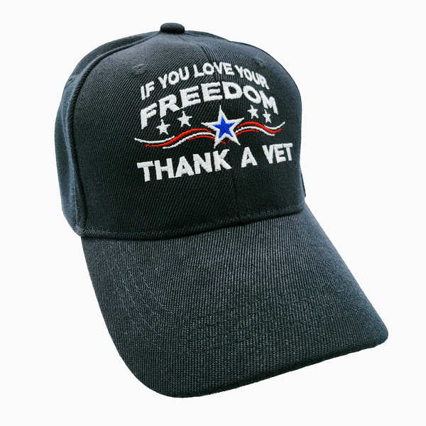If You Love Your Freedom Thank a Vet Stars Cap - Black (6 PCS)