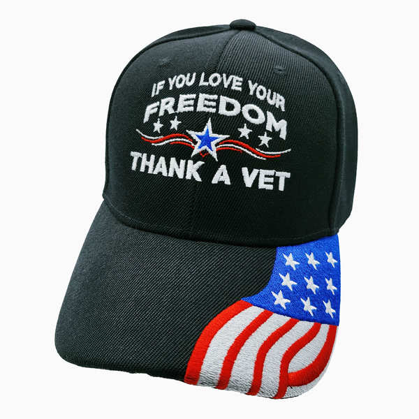 If You Love Your Freedom Thank a Vet STAR w/ FLAG Bill Cap