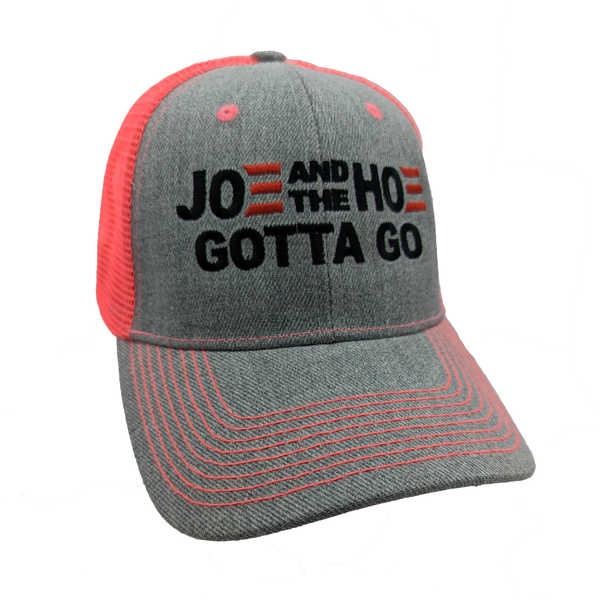 Joe and the Hoe Gotta Go Trucker Hat - Heather Gray/Neon Pink