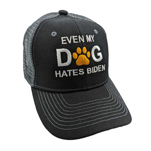 Even My Dog HATes Biden Trucker HAT - Black/Dark Gray