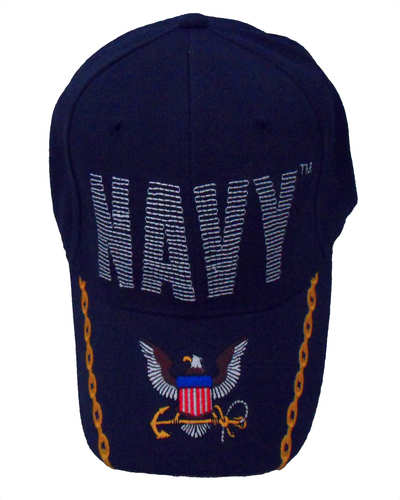 Navy Running Stitch w/ Logo Cap - Navy Blue